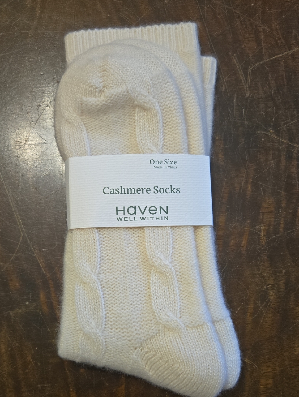 Haven Well Within Cashmere Cable-Knit Socks - Cream